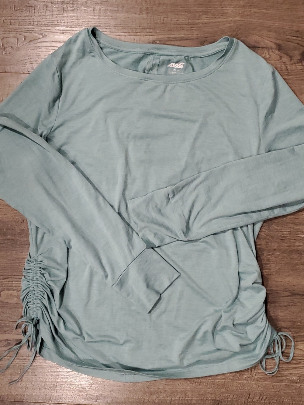 Avia Sage Green Long Sleeve Side-Ruched Top